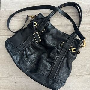 B.makowsky Black Leather Tote Bag